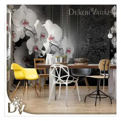 Fotótapéta - Luxus sötét Virágos design Orchideákkal