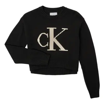 Calvin Klein Jeans MONOGRAM SWEATER Pulóverek Fekete