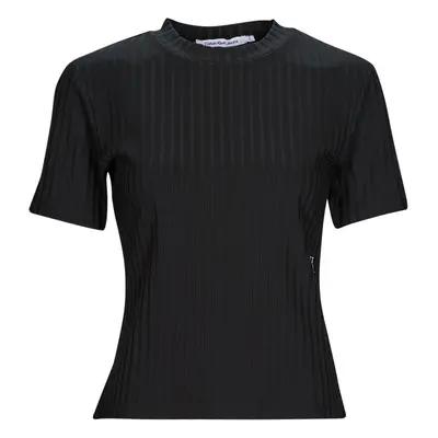 Calvin Klein Jeans RIB SHORT SLEEVE TEE Rövid ujjú pólók Fekete