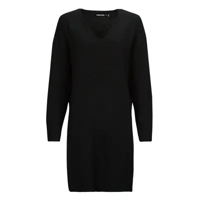 Pieces PCJULIANA LS V-NECK KNIT DRESS NOOS BC Rövid ruhák Fekete