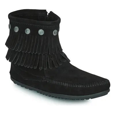 Minnetonka DOUBLE FRINGE SIDE ZIP BOOT Csizmák Fekete