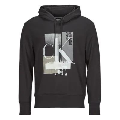 Calvin Klein Jeans CONNECTED LAYER LANDSCAPE HOODIE Pulóverek Fekete