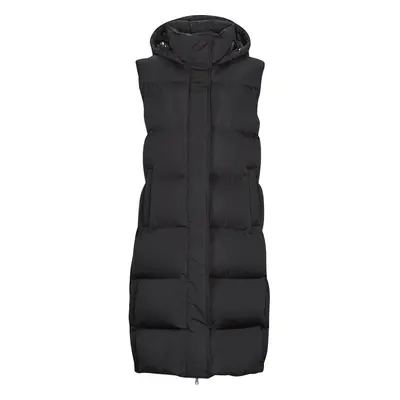 Superdry LONGLINE HOODED PUFFER GILET Steppelt kabátok Fekete