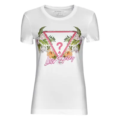 Guess SS CN TRIANGLE FLOWERS TEE Rövid ujjú pólók Fehér