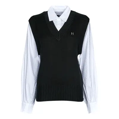 Karl Lagerfeld KNIT VEST W/ POPLIN SHIRT Pulóverek Fekete