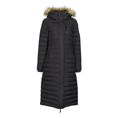 Superdry FUJI HOODED LONGLINE PUFFER Steppelt kabátok Fekete