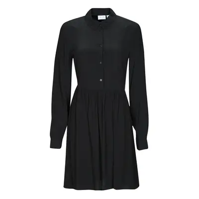 Vila VIFINI L/S SHIRT DRESS/SU Rövid ruhák Fekete