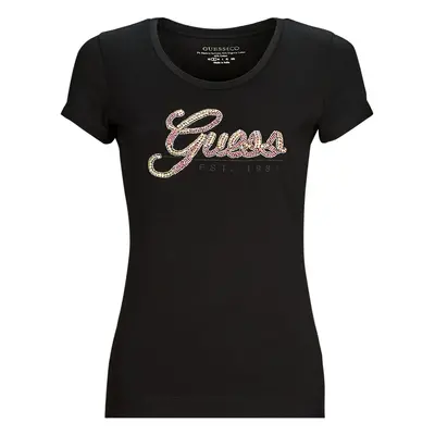 Guess SS RN GUESS SCRIPT TEE Rövid ujjú pólók Fekete