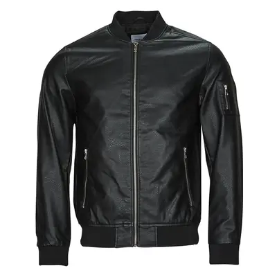 Jack & Jones JJROCKY PU BOMBER Dzsekik Fekete