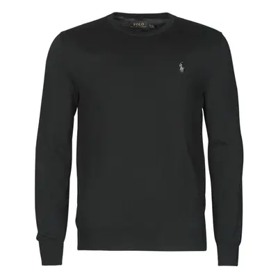 Polo Ralph Lauren PULL COL ROND AJUSTE EN COTON PIMA LOGO PONY PLAYER Pulóverek Fekete