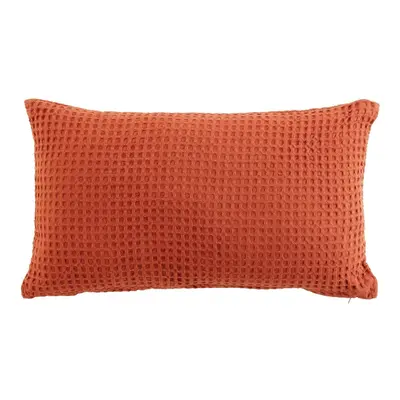 Douceur d intérieur COUSSIN DEHOUSSABLE 30 x 50 CM COTON UNI GAUFRETTE TERRACOTTA Párnák Piros