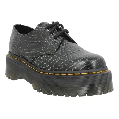 Dr. Martens 1461 Quad Wild Croc Emboss Femme Gunmetal Oxford cipők Ezüst