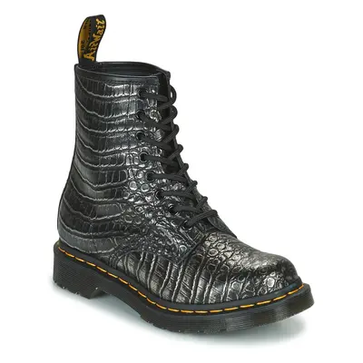 Dr. Martens 1460 Gunmetal Wild Croc Emboss Csizmák Fekete