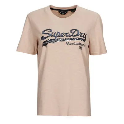 Superdry VINTAGE LOGO BOROUGH TEE Rövid ujjú pólók Bézs