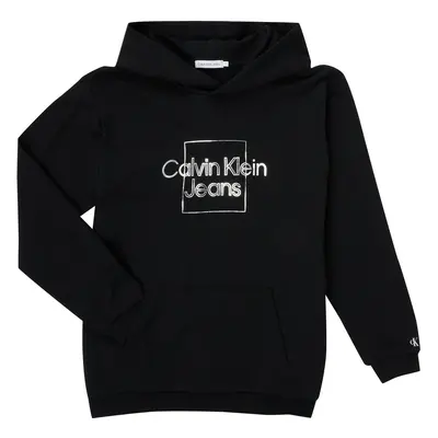 Calvin Klein Jeans METALLIC BOX LOGO RELAXED HOODIE Pulóverek Fekete