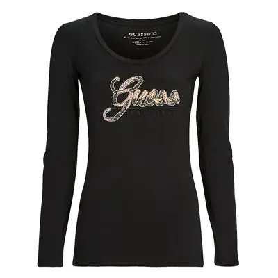 Guess LS SN GUESS SCRIPT TEE Hosszú ujjú pólók Fekete