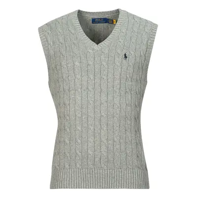 Polo Ralph Lauren PULL COTON CABLE COL V SANS MANCHE Pulóverek Szürke