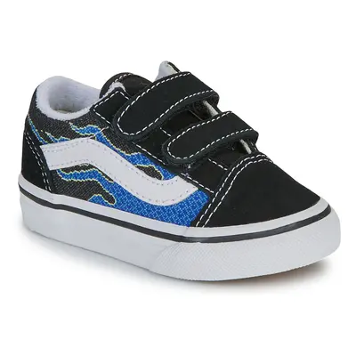 Vans Old Skool V PIXEL FLAME BLACK/BLUE Rövid szárú edzőcipők Fekete