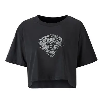 Ed Hardy Tiger glow crop top black Rövid ujjú pólók Fekete