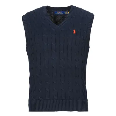 Polo Ralph Lauren PULL COTON CABLE COL V SANS MANCHE Pulóverek Tengerész