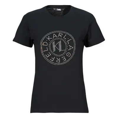 Karl Lagerfeld rhinestone logo t-shirt Rövid ujjú pólók Fekete