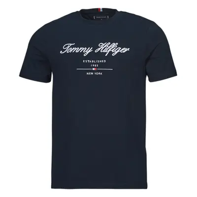 Tommy Hilfiger SCRIPT LOGO TEE Rövid ujjú pólók Tengerész