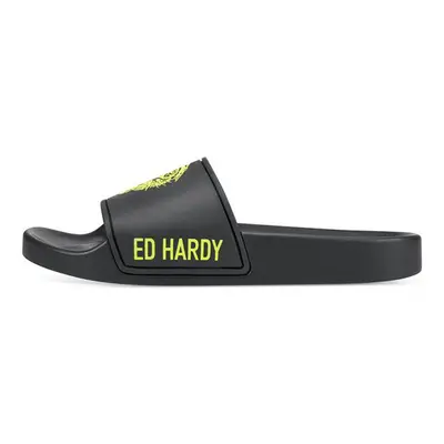 Ed Hardy Sexy beast sliders black-fluo yellow Lábujjközös papucsok Fekete