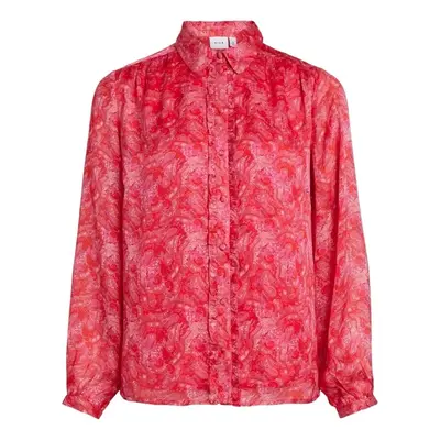 Vila Shirt Layla Vie L/S - Pink Yarrow Blúzok Piros