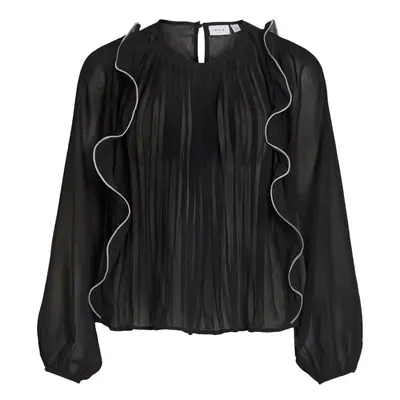 Vila Top Metina L/S - Black Blúzok Fekete