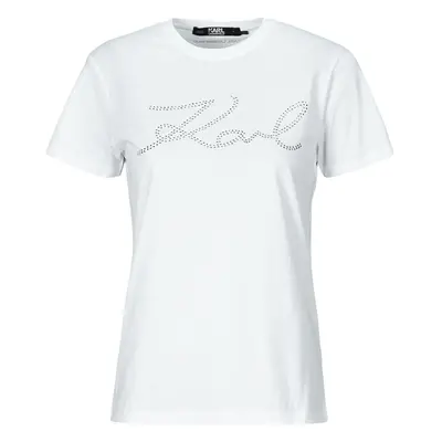 Karl Lagerfeld rhinestone logo t-shirt Rövid ujjú pólók Fehér