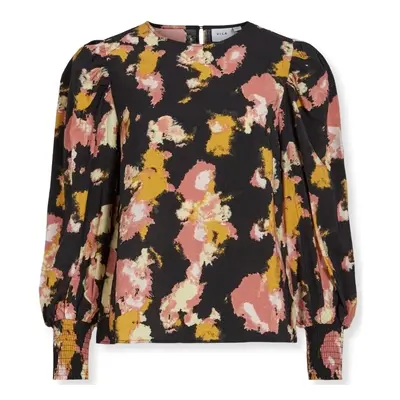 Vila Top Dortea L/S - Black/Old Rose Blúzok Sokszínű