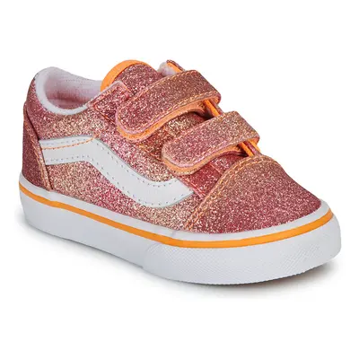 Vans Old Skool V SUNRISE GLITTER MULTI/TRUE WHITE Rövid szárú edzőcipők Piros