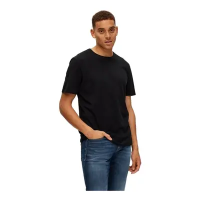 Selected Noos Pan Linen T-Shirt - Black Pólók / Galléros Pólók Fekete