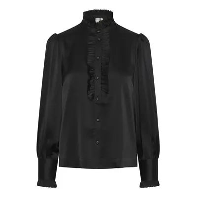 Y.a.s YAS Frilla Shirt L/S - Black Blúzok Fekete