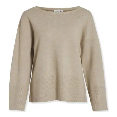 Vila Cassie Boatneck Knit L/S - Natural Melange Pulóverek Bézs