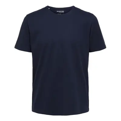 Selected Noos Pan Linen T-Shirt - Navy Blazer Pólók / Galléros Pólók Kék