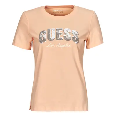 Guess SEQUINS LOGO TEE Rövid ujjú pólók Rózsaszín