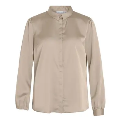 Vila Noos Ellette Satin Shirt - Cement Blúzok Bézs