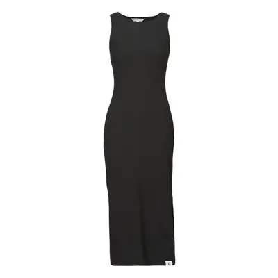 Calvin Klein Jeans SEAMING LONG RIB DRESS Hosszú ruhák Fekete