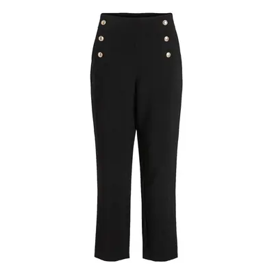 Vila Trousers Winnie Wide 7/8 - Black Nadrágok Fekete