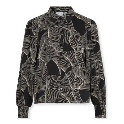 Vila Mula L/S Shirt - Black/Graphic Blúzok Fekete