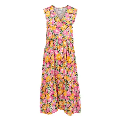 Vila VICOLMENA FLO S/L ANCLE DRESS 14076262 Hosszú ruhák Piros