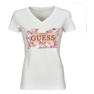 Guess LOGO FLOWERS Rövid ujjú pólók Fehér