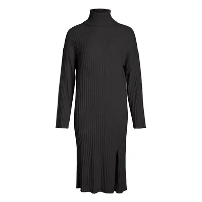 Vila 14089982 - VIRIL L/S ROLLNECK KNIT MIDI Rövid ruhák Szürke