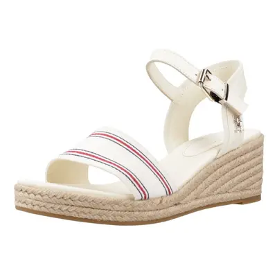 Tommy Hilfiger SHIRTING WEDGE SANDAL Szandálok / Saruk Fehér