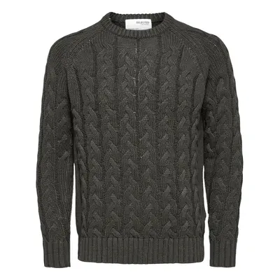 Selected SLHBILL LS KNIT CABLE CREW NECK W - 16086658 Pulóverek Szürke