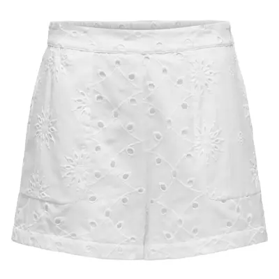 Only ONLTALLA EMB. SHORTS WVN CS 15334951 Rövidnadrágok Fehér