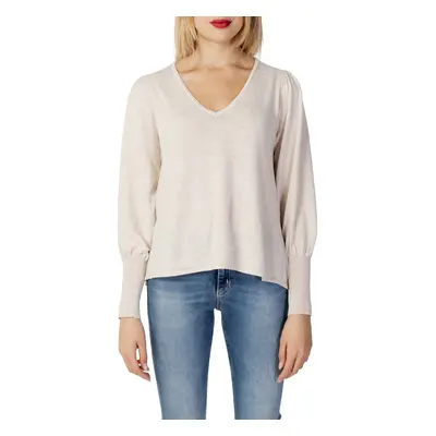 Only MINA SEAWOOL L/S V-NECK PULLOVER KNT 15250886 Pulóverek Bézs