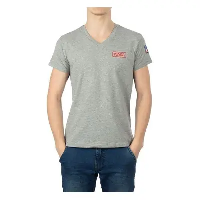 Nasa BASIC FLAG V NECK Pólók / Galléros Pólók Szürke