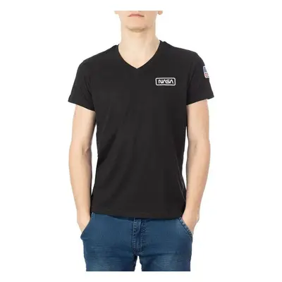 Nasa BASIC FLAG V NECK Pólók / Galléros Pólók Fekete